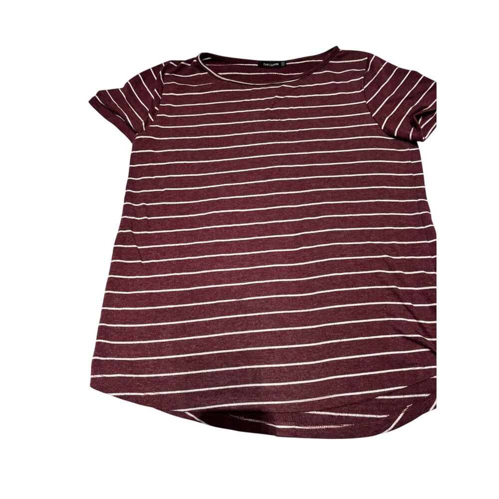 Pink Clover Striped Button Back Top Women's Medium Burgundy White Preppy
